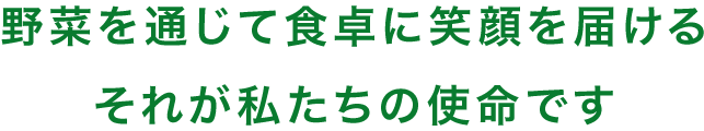 野菜を通じて食卓に笑顔を届ける それが私たちの使命です